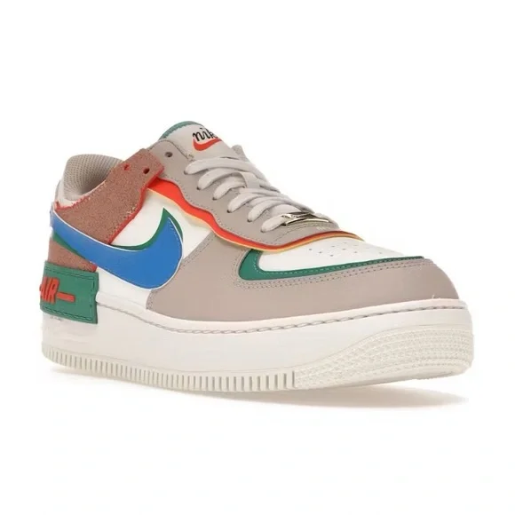 Nike Air Force 1 Low Shadow Sail Signal Blue Green Women's Sneaker - Picture 4 of 9